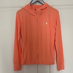 NWT Soothfeel Women's Orange Hooded UPF 50 zip Jacket sun top